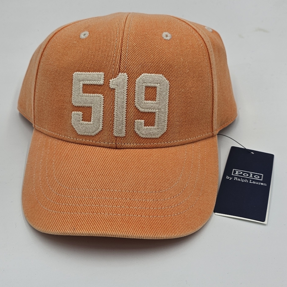 Polo Ralph Lauren 519 Surf US - RL Orange Hat Cap Twill Faded Adjustable NWT